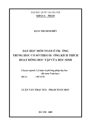 Kích Thích Hoạt Động Học Tập Môn Toán Ở Trường Trung Học 