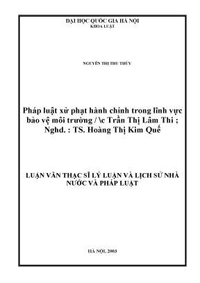Nghiên cứu pháp luật xử phạt hành chính trong bảo vệ môi
