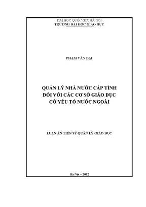 Quản lý nhà nước cấp tỉnh đối với cơ sở giáo dục nước ngoài