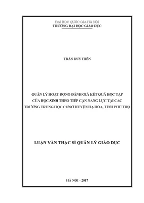 Quản lý đánh giá kết quả học tập theo tiếp cận năng lực