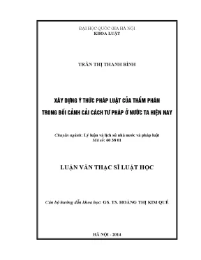 Xây Dựng Ý Thức Pháp Luật Của Thẩm Phán Trong Cải Cách
