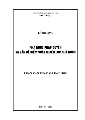 Kiểm Soát Quyền Lực Nhà Nước Trong Nhà Nước Pháp Quyền