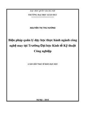 Biện Pháp Quản Lý Dạy Học Thực Hành Ngành Công Nghệ May