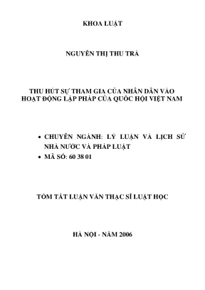 Tham Gia Của Nhân Dân Vào Hoạt Động Lập Pháp Của Quốc