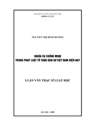 Nghĩa Vụ Chứng Minh Trong Pháp Luật Tố Tụng Dân Sự Việt Nam