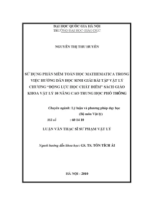 Hướng Dẫn Sử Dụng Mathematica Trong Giải Bài Tập Vật Lý 