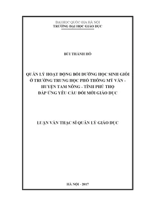 Quản Lý Hoạt Động Bồi Dưỡng Học Sinh Giỏi Tại Trường