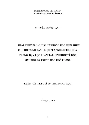 Phát triển năng lực hệ thống hóa kiến thức cho học sinh
