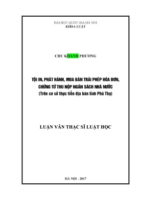 Nghiên cứu tội in và phát hành hóa đơn trái phép tại Phú Thọ