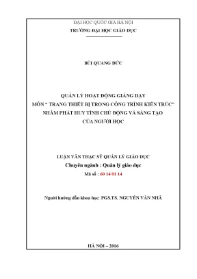 Quản Lý Hoạt Động Giảng Dạy Môn Trang Thiết Bị Kiến