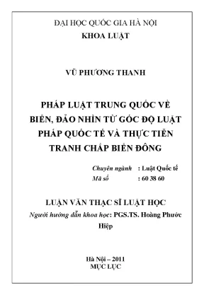 Pháp Luật Trung Quốc Về Biển Đảo Và Tranh Chấp Biển
