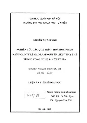 Luận án TS: Dùng gạo thay thế trong công nghệ sản xuất bia