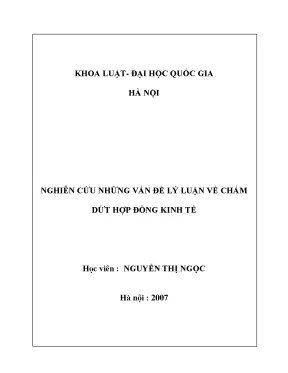 Nghiên Cứu Về Chấm Dứt Hợp Đồng Kinh Tế: Lý Luận và Thực