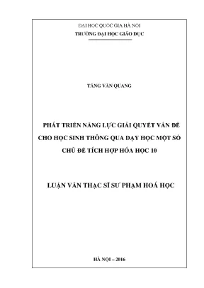 Phát Triển Năng Lực Giải Quyết Vấn Đề Cho Học Sinh Qua