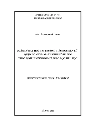 Quản Lý Dạy Học Tại Trường Tiểu Học Đền Lừ: Đổi Mới Giáo