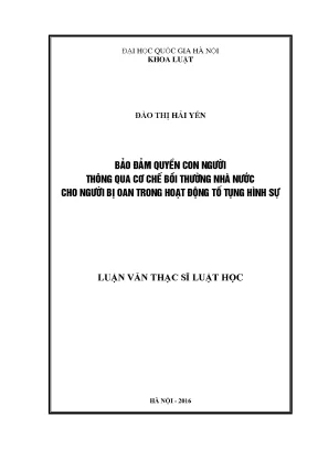 Bảo Đảm Quyền Con Người Qua Cơ Chế Bồi Thường Nhà Nước