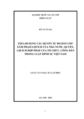Tội lợi dụng quyền tự do dân chủ trong luật hình sự Việt Nam