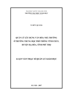 Quản Lý Xây Dựng Văn Hóa Nhà Trường Tại THPT Vĩnh Chân,