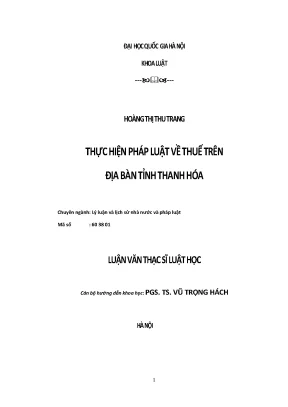 Thực hiện pháp luật thuế tại tỉnh Thanh Hóa: Đánh giá và