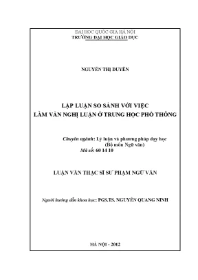 Lập Luận So Sánh Trong Văn Nghị Luận Ở Trung Học Phổ Thông