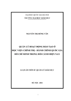 Quản Lý Hoạt Động Đào Tạo Tại Học Viện Chính Trị - Hành