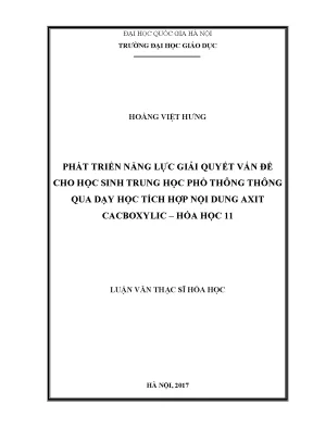 Phát Triển Năng Lực Giải Quyết Vấn Đề Cho Học Sinh THPT
