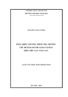 Phát Triển Chương Trình Nhà Trường Môn Toán Lớp 12 Theo