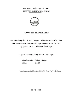 Quản lý giáo dục đạo đức cho học sinh THCS tại trường