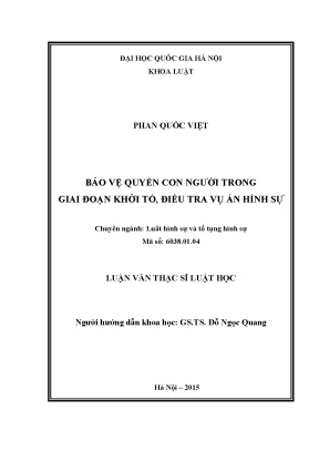 Bảo Vệ Quyền Con Người Trong Giai Đoạn Khởi Tố Vụ Án Hình Sự