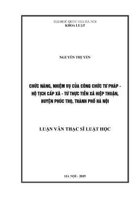 Chức Năng và Nhiệm Vụ của Công Chức Tư Pháp Hộ Tịch Cấp