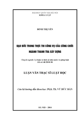 Đạo Đức Trong Thực Thi Công Vụ Của Công Chức Ngành Thanh