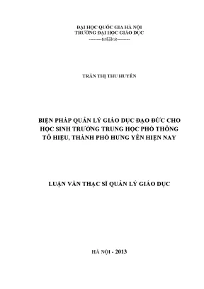 Quản Lý Giáo Dục Đạo Đức Cho Học Sinh Trường THPT Tô