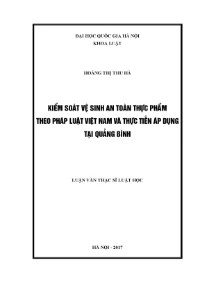 Kiểm Soát Vệ Sinh An Toàn Thực Phẩm Tại Quảng Bình: Pháp