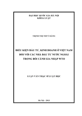Điều Kiện Đầu Tư Kinh Doanh Cho Nhà Đầu Tư Nước Ngoài
