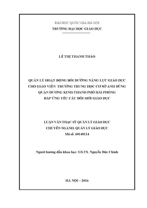 Quản lý bồi dưỡng năng lực giáo dục cho giáo viên THCS