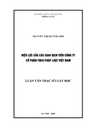Hiệu lực giao dịch tiền công ty cổ phần theo pháp luật