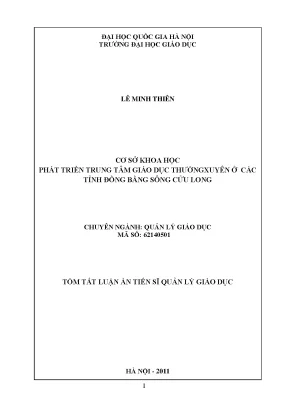 Phát Triển Trung Tâm Giáo Dục Thường Xuyên Ở Đồng Bằng