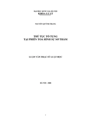 Thủ Tục Tố Tụng Hình Sự Sơ Thẩm: Luận Văn Thạc Sĩ Về Quy