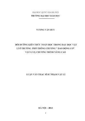 Bồi Dưỡng Kiến Thức Toán Học Trong Dạy Học Vật Lý 12
