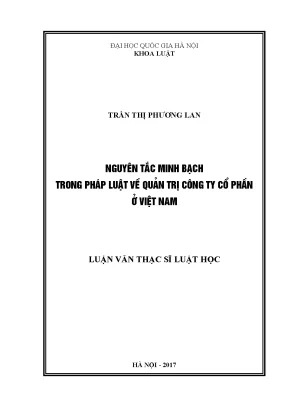 Nguyên Tắc Minh Bạch Trong Quản Trị Công Ty Cổ Phần Tại