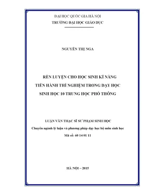 Rèn Luyện Kỹ Năng Thí Nghiệm Cho Học Sinh Sinh Học 10