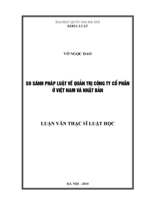 So sánh pháp luật quản trị công ty cổ phần Việt Nam và