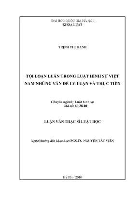 Tội Loạn Luân Trong Luật Hình Sự Việt Nam: Vấn Đề Lý