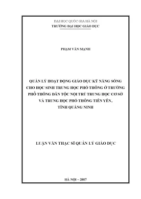 Quản lý giáo dục kỹ năng sống cho học sinh trung học phổ