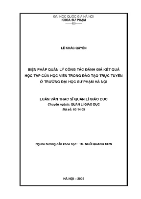 Quản lý đánh giá kết quả học tập trong đào tạo trực