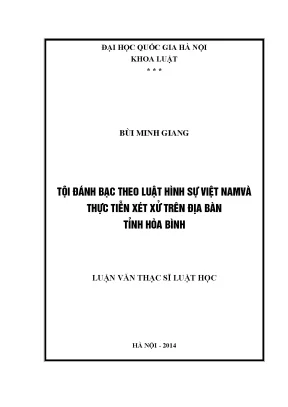 Nghiên cứu tội đánh bạc theo luật hình sự Việt Nam tại