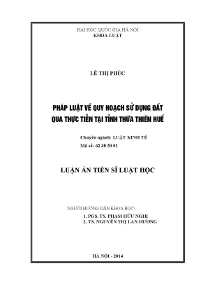 Nghiên cứu quy hoạch sử dụng đất tại Thừa Thiên Huế