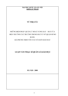 Biện Pháp Quản Lý Hoạt Động Dạy Học Tại Trường THCS Quận