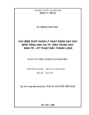 Quản lý dạy học tiếng Anh tại trường Trung học Kinh tế -