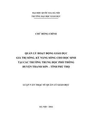 Quản lý giáo dục giá trị sống và kỹ năng sống cho học